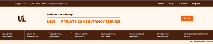 Udyam Certificate Edit Form